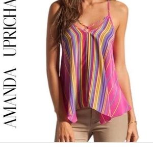 Amanda Uprichard spyder rainbow striped cami tank size large
